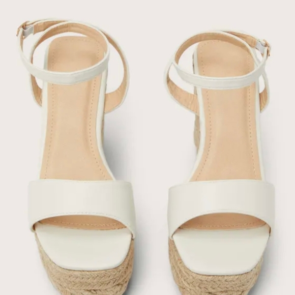 Lulu's Ankle Strap Espadrille wedge Sandal Size 7 white Brand New ( Ss2 ) - Picture 2 of 6